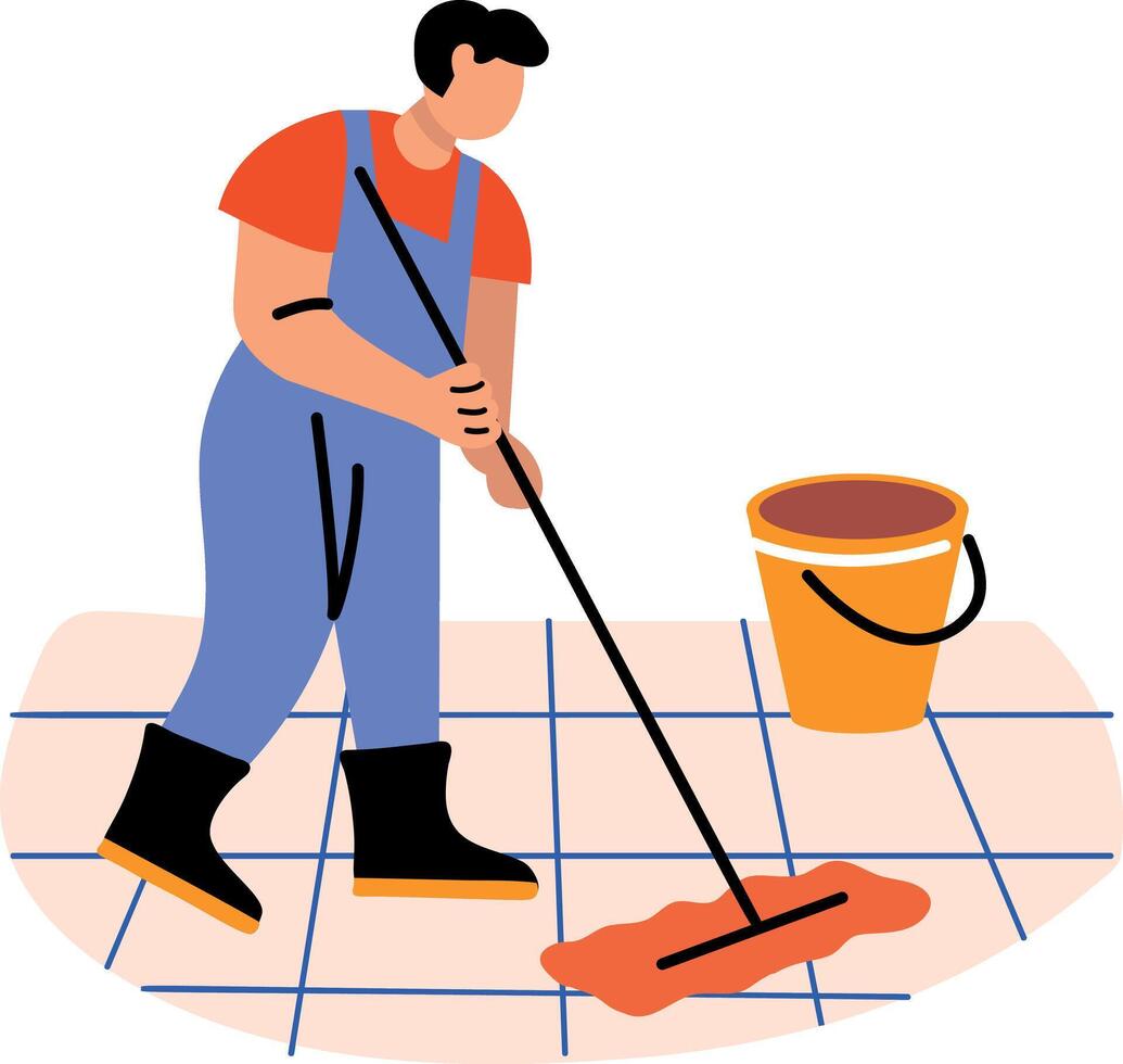 housekeeping cleaning character icon in flat style vector